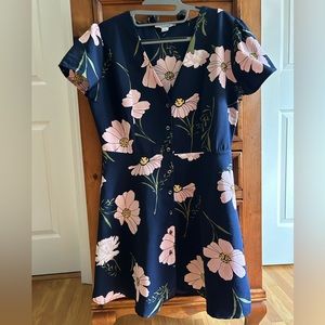 Floral, button up, short sleeve dress